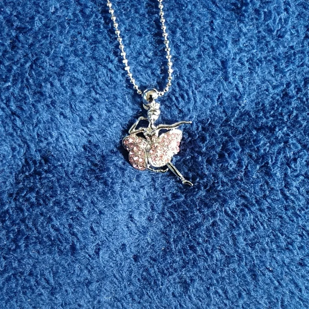 Ballerina Necklace NWT w/Pink Ice Stones Little Girls 16